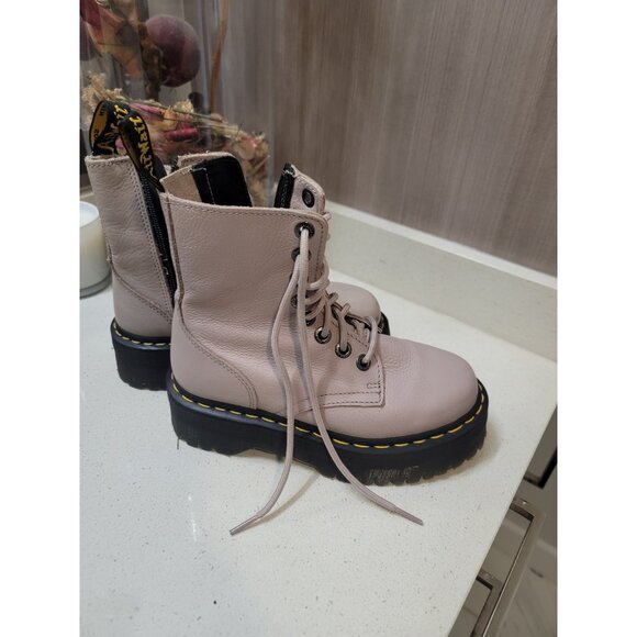 Dr. Martens Jadon III Combat Boots US 5 Ladies Tan Leather Platform Lace Zip - Picture 4 of 6